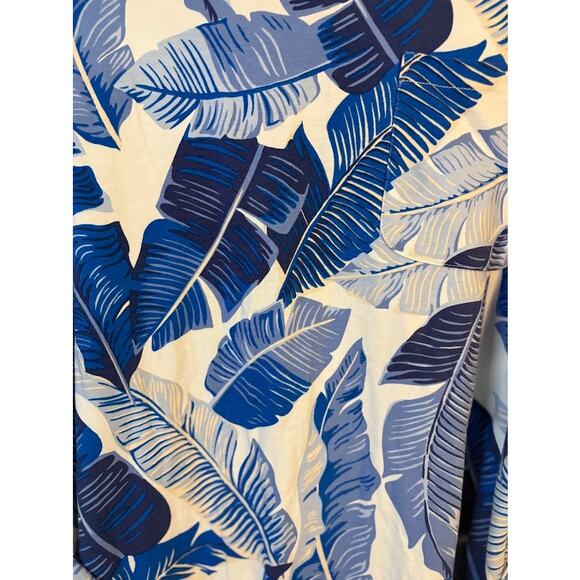 Lands' End Blue Leaf Print Tie Waist Dress - Medium - Picture 6 of 10